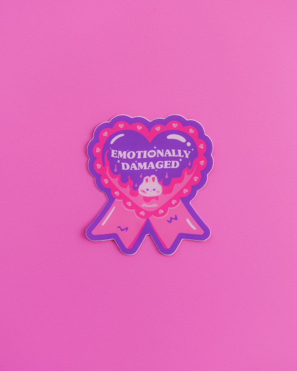 Emotionally Damaged Ribbon Sticker – Sheselle