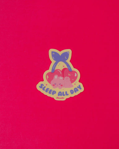 Sleep All Day Cherry Bunny Sticker