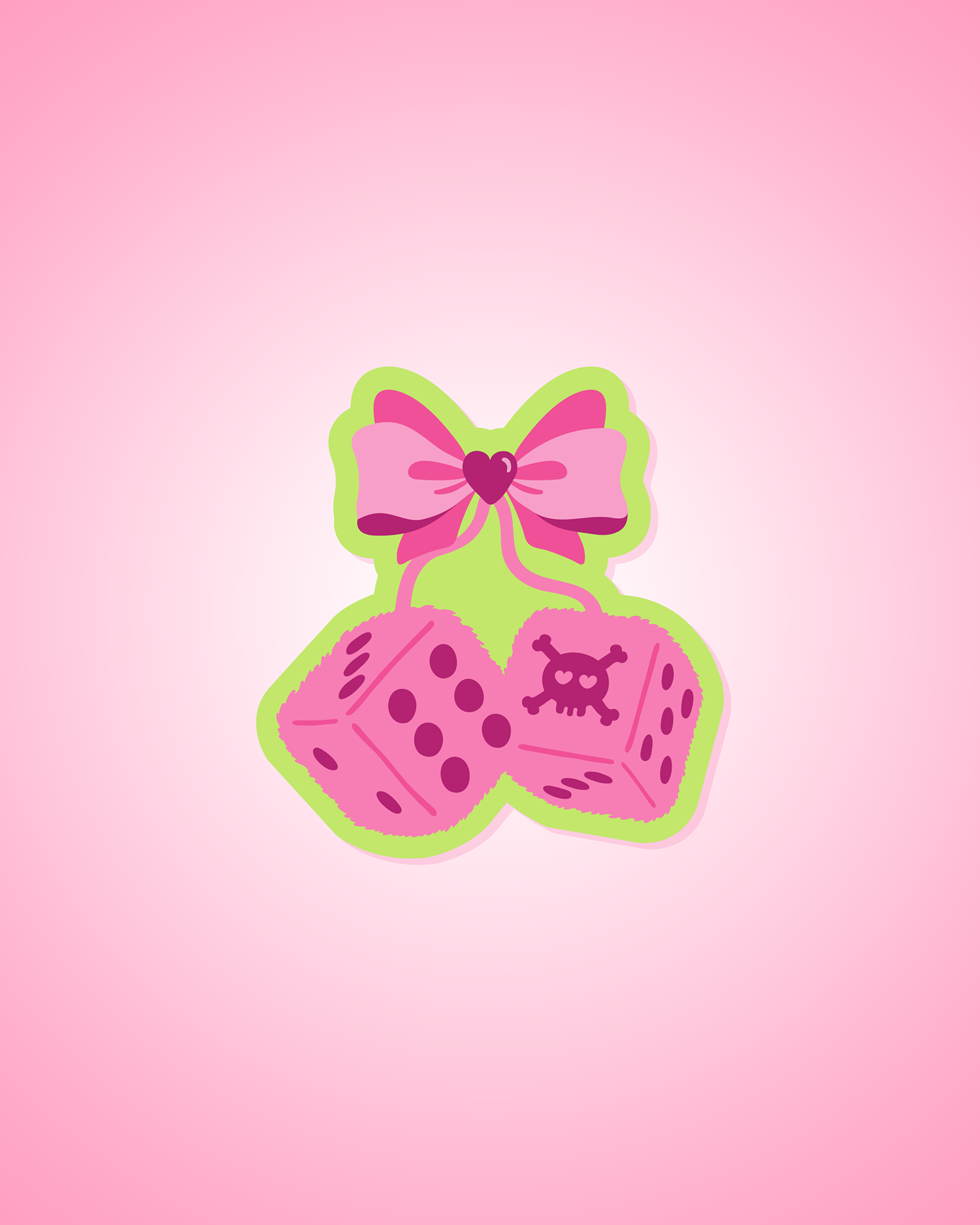 Fuzzy Skull Dice Sticker