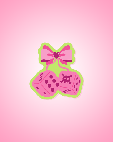 Fuzzy Skull Dice Sticker